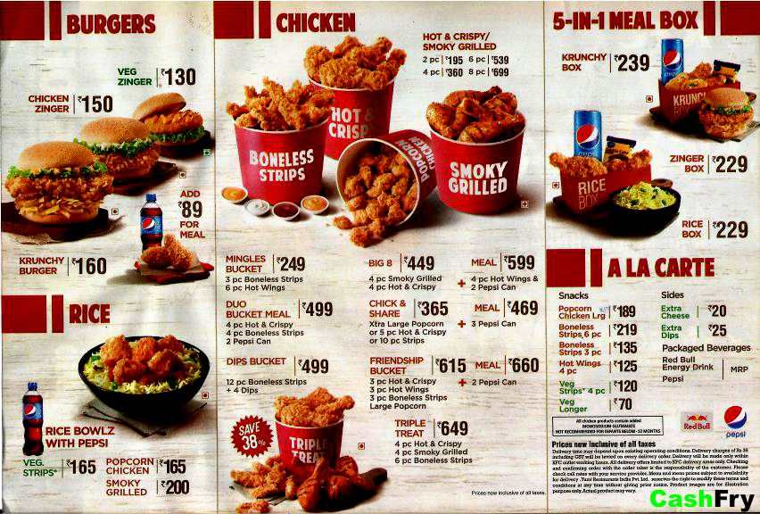 kfc meal prices